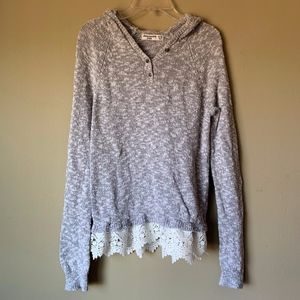 Abercrombie & Fitch Heather Grey Henley Sweater